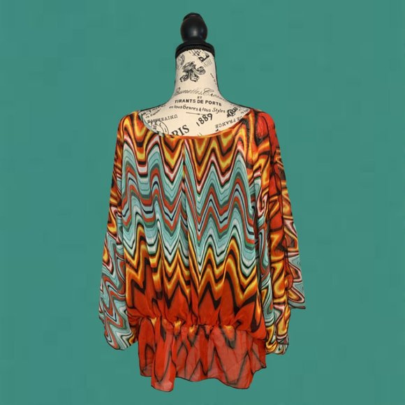 Midnight Velvet Multicolored Mesh Blouse - Picture 2 of 2